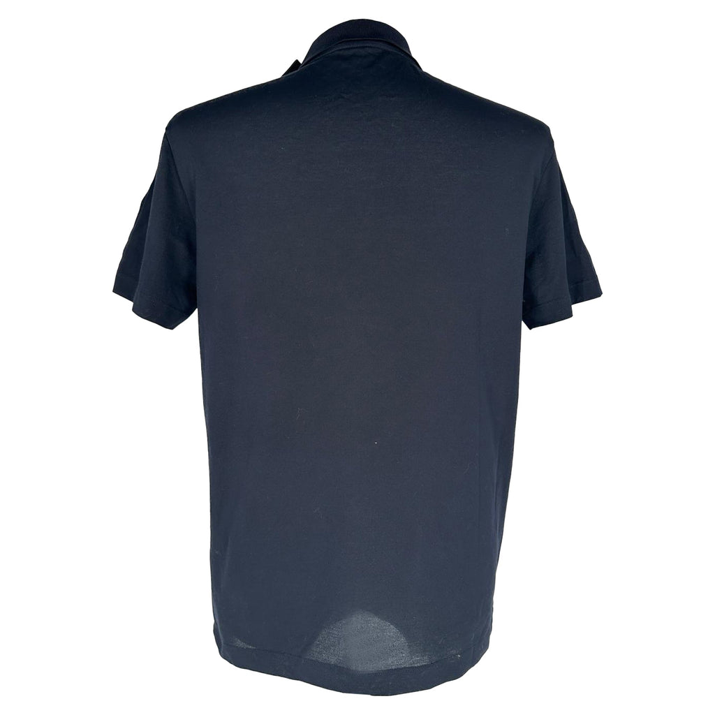 Versace Medusa Embroidered Polo Shirt in Navy Blue Cotton