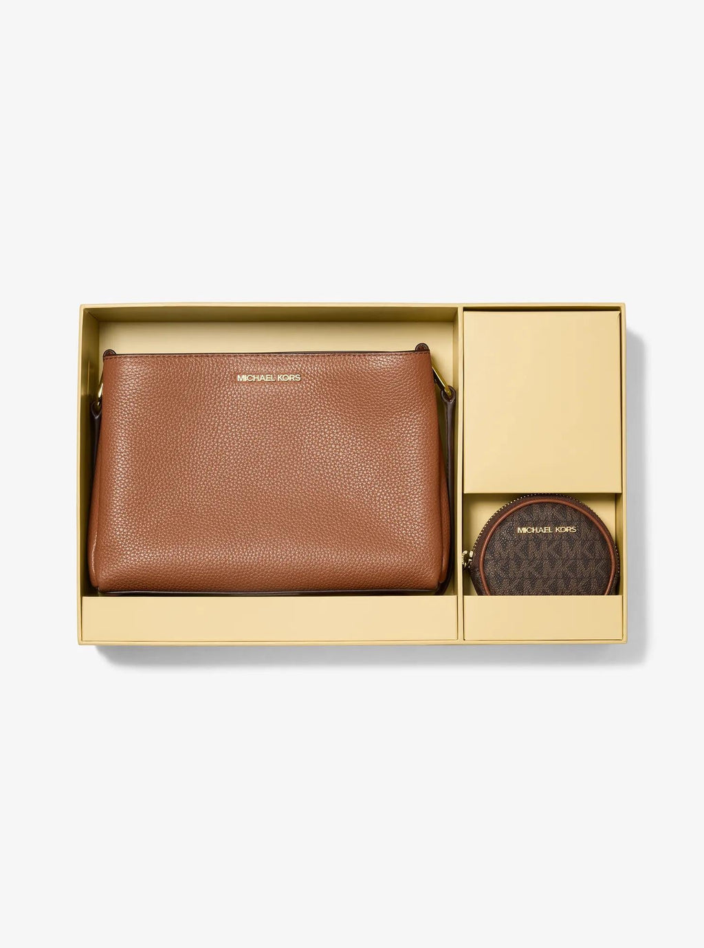 Trisha Pebbled Leather Crossbody Bag With Pouch Gift Set