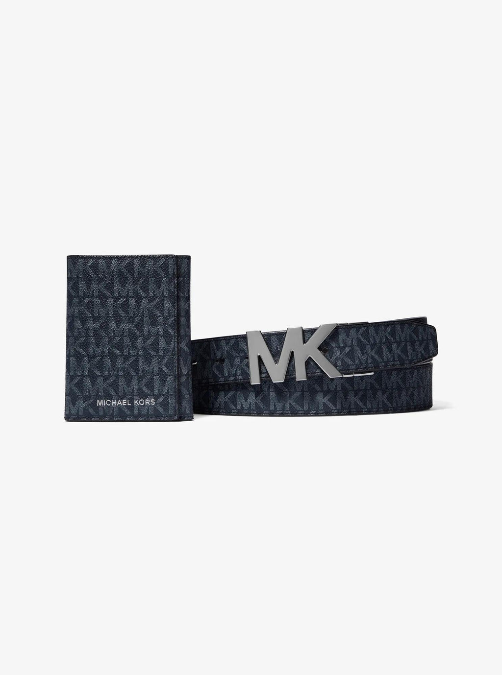 Signature Logo Tri-Fold Card Case and Belt Gift Set