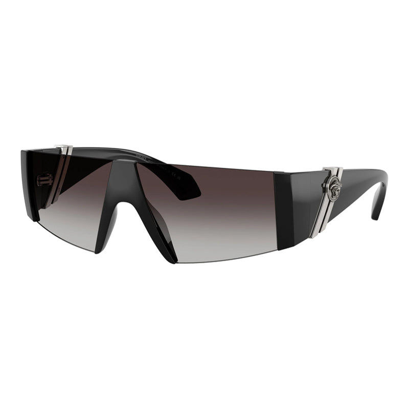 Versace Sunglasses Shield Semi Rim, Black Frame And Grey Gradient Lens Ve4516Gb1/8G