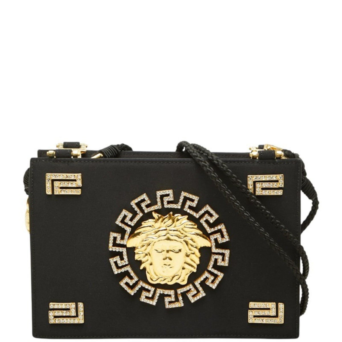 Versace Satin Rhinestone Shoulder Bag (Pre-Owned)