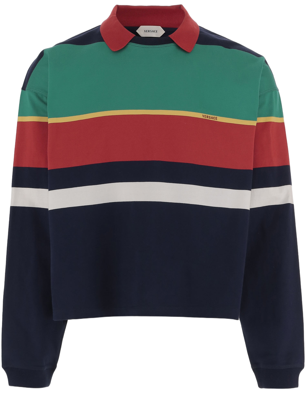 Multi Striped Cropped Cotton Polo Shirt