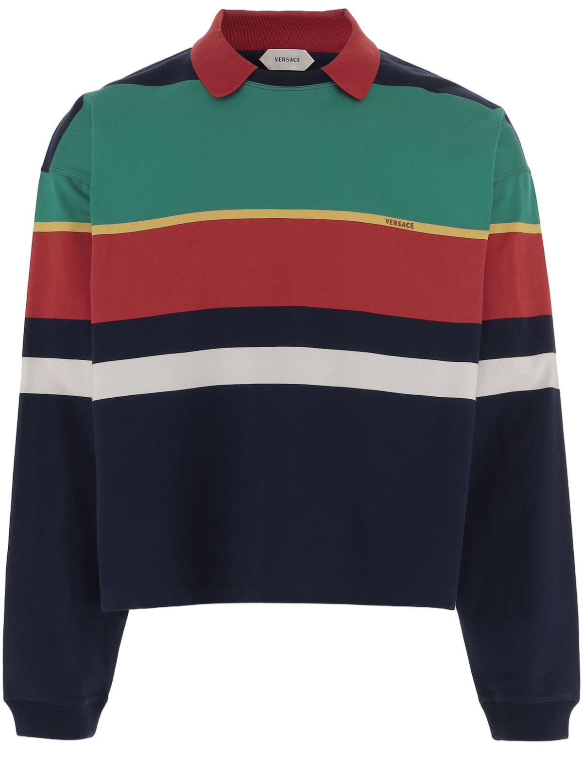Multi Striped Cropped Cotton Polo Shirt