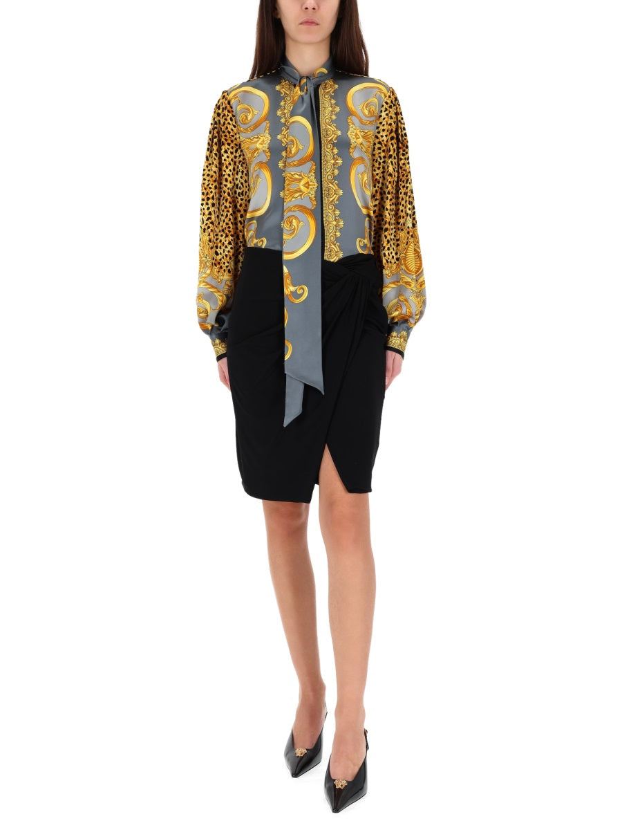 Grey Silk Baroque Blouse