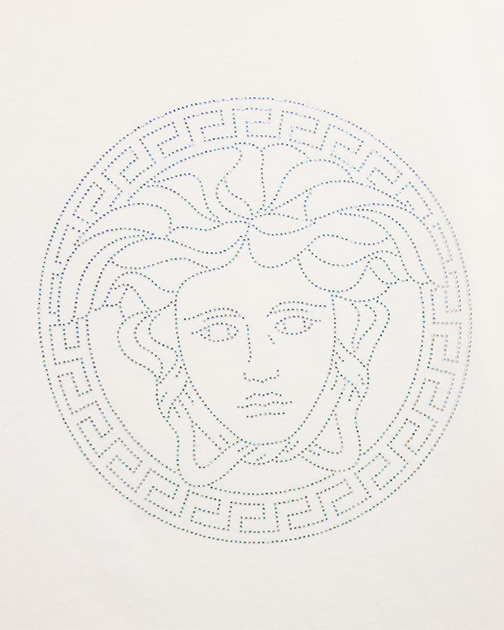 Girls' Medusa Greca Print Tee In White/silver