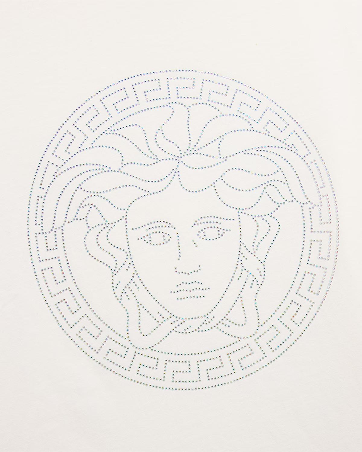 Girls' Medusa Greca Print Tee In White/silver