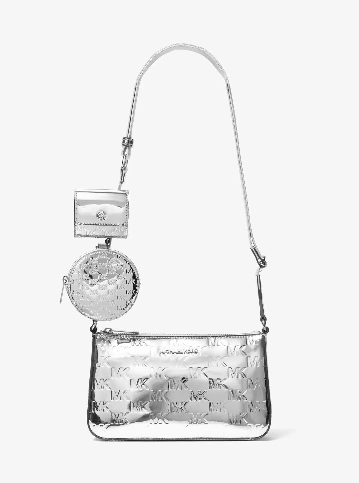 Jet Set Small Patent Logo Debossed Crossbody Bag with Case for Apple Airpods Pro