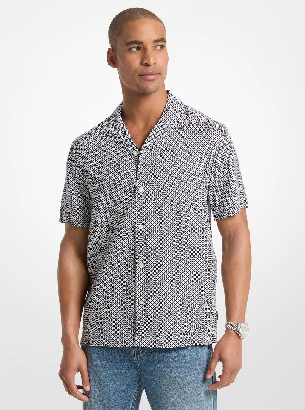 Tile Print Linen Shirt