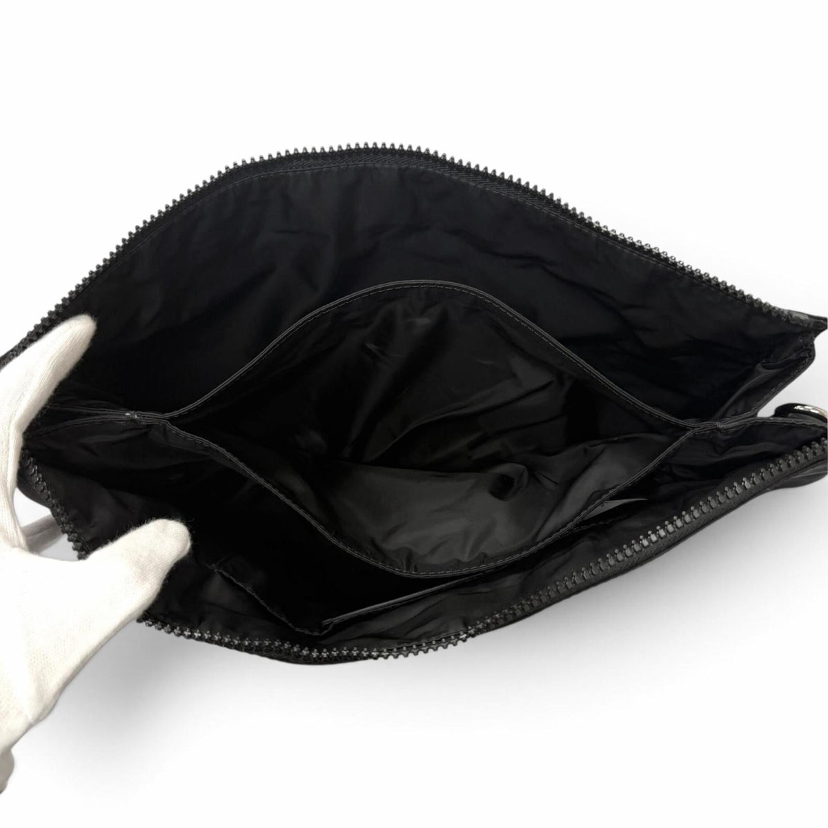 Versace Nylon Leather Clutch Bag Shoulder Bag (Pre-Owned)
