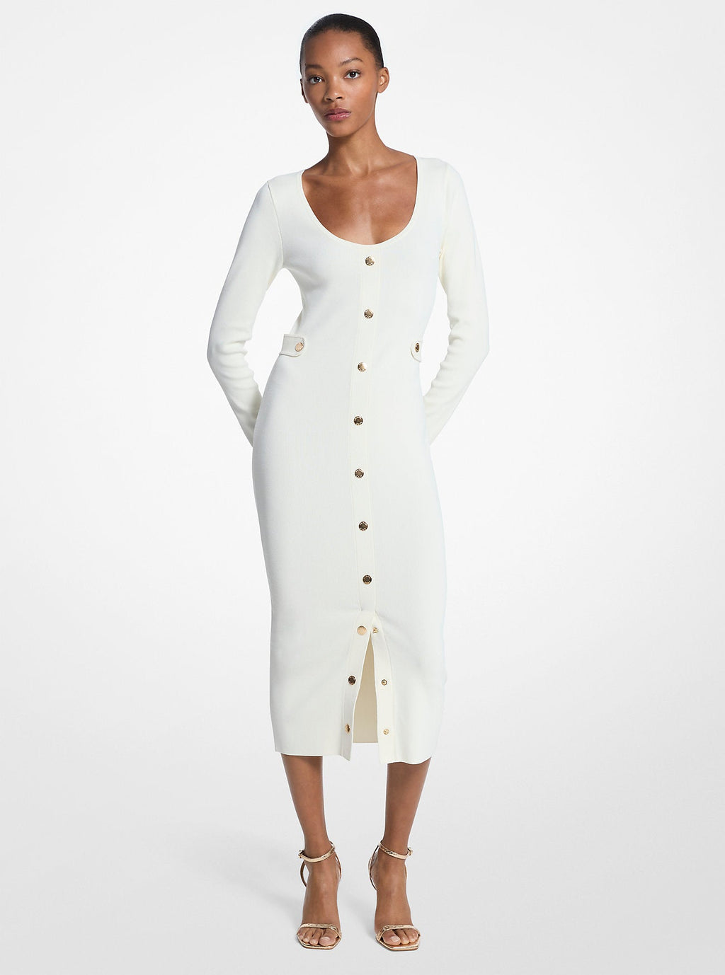 Ribbed Stretch Viscose Midi Dress