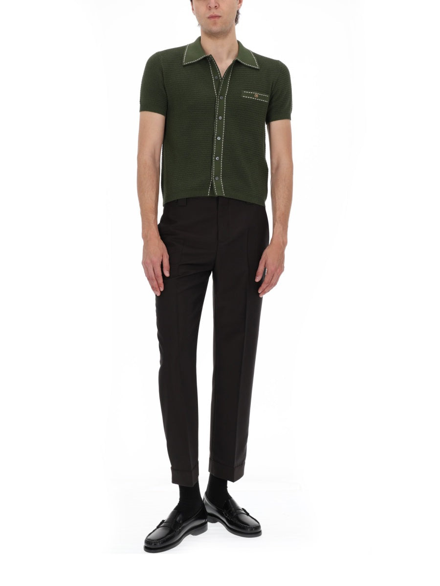 Short-Sleeved Cropped Knit Shirt