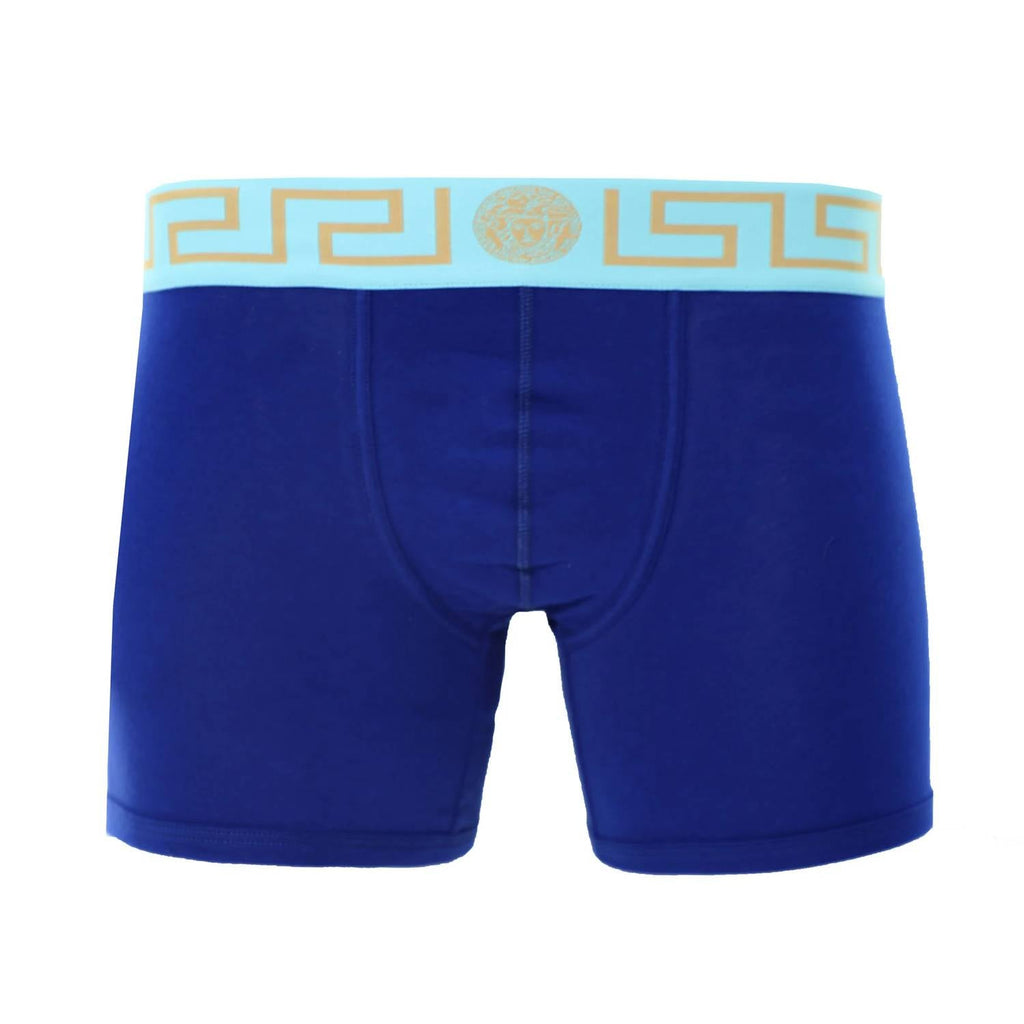 Men's Long Trunk With Greca In Bluette+Splash