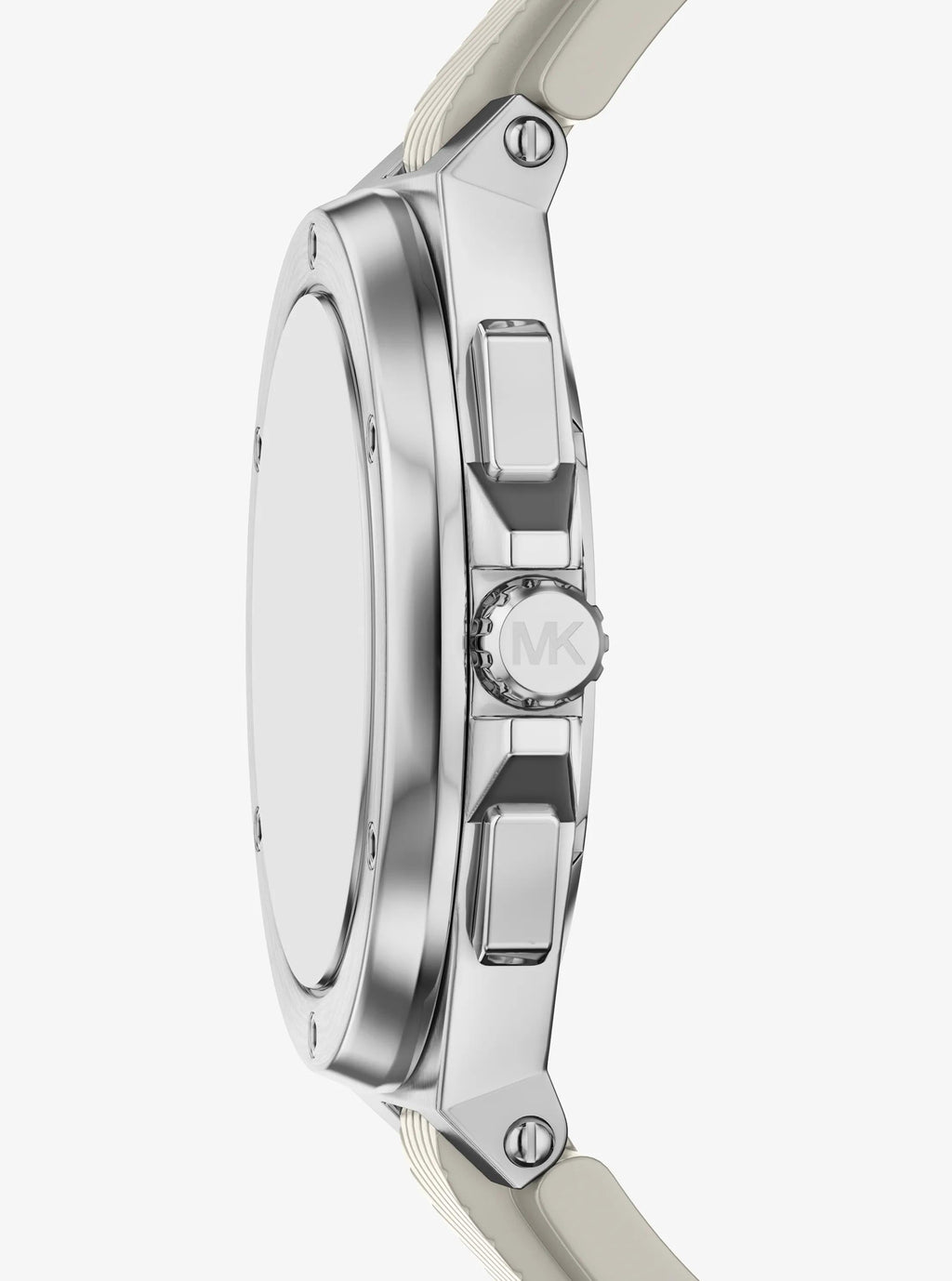 Oversized Lennox Silver-Tone and Silicone Watch