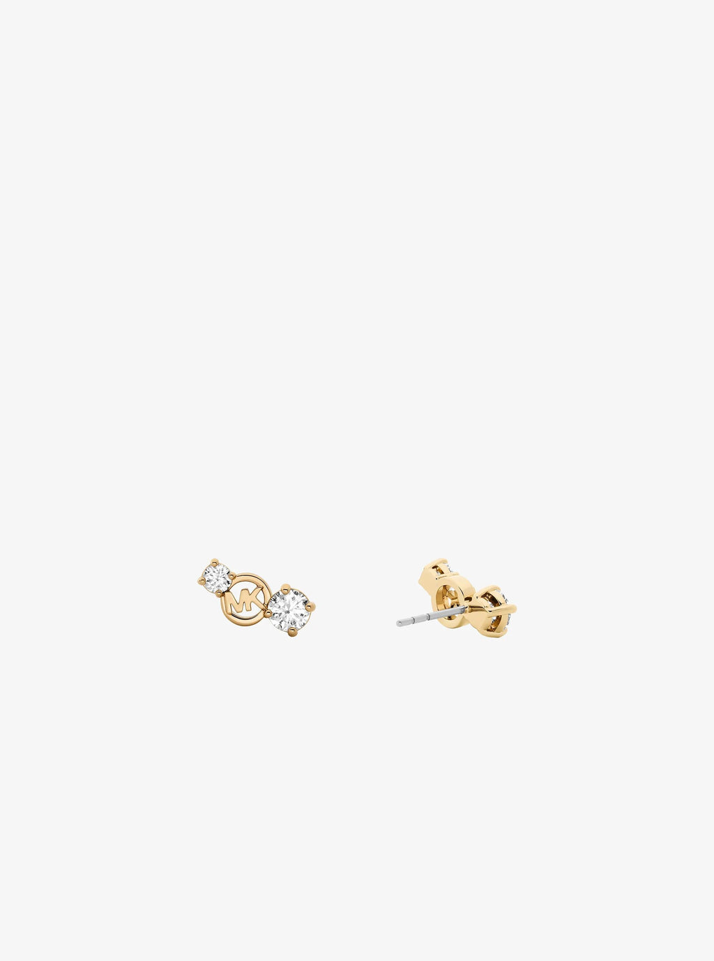 Logo and Cubic Zirconia Stud Earrings