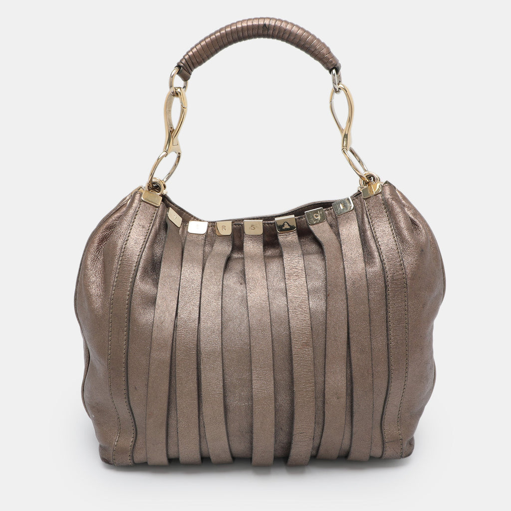 Versace Metallic Leather Shoulder Bag