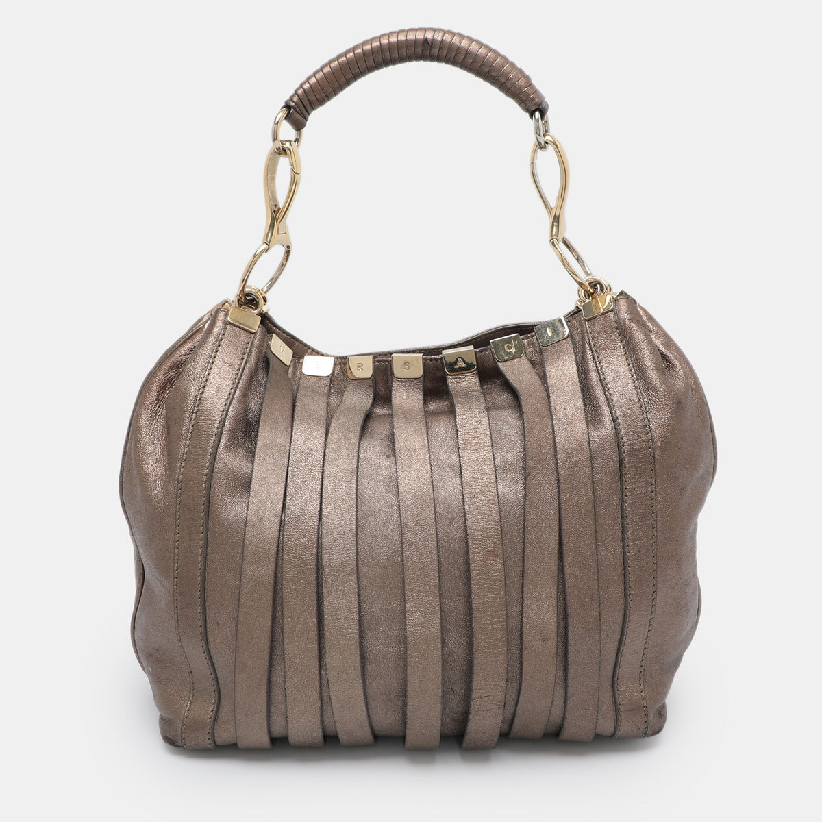 Versace Metallic Leather Shoulder Bag