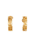 Polished Brass Logo Hoop Earrings