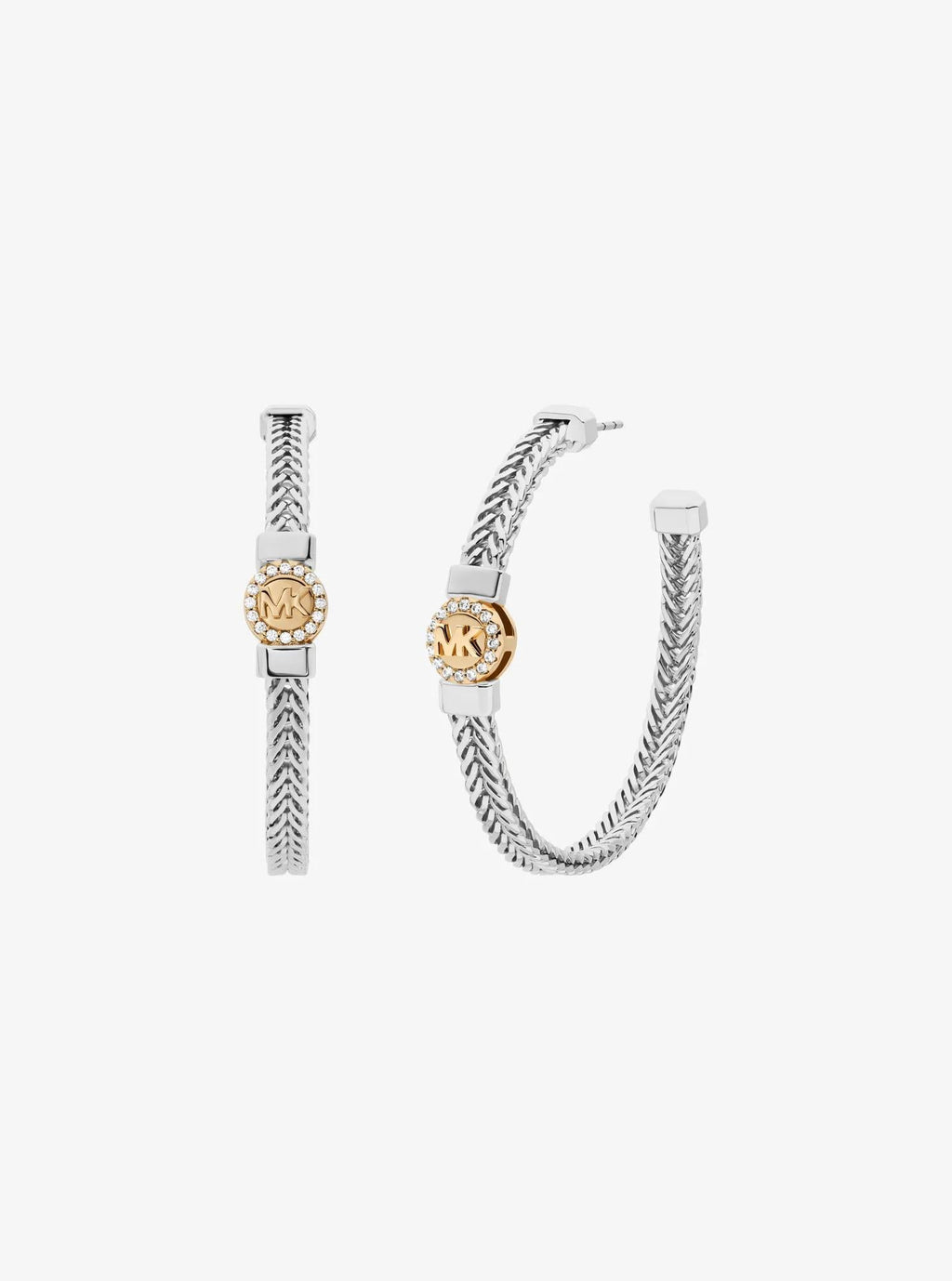 Pav� Logo Foxtail Chain Hoop Earrings