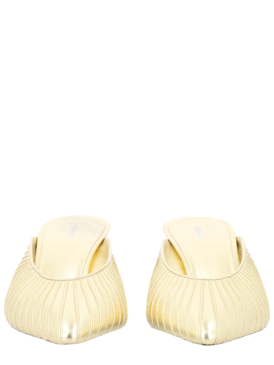 Gold Metallic Pleated Leather Sandals