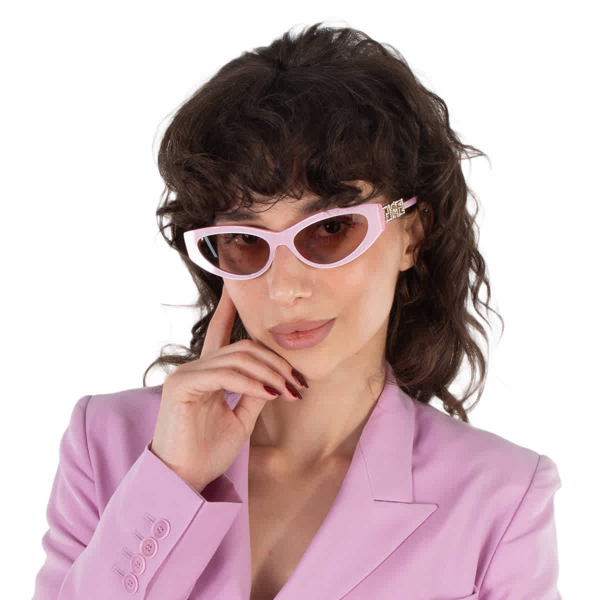 Versace Light Pink Mirror Silver Cat Eye Ladies Sunglasses VE4470B 5473/5 56