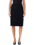 Gold Button Accent Knee-Length Skirt