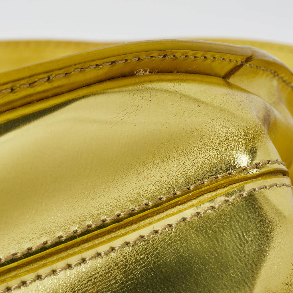 Versace Metallic Green Patent Leather Flap Hobo