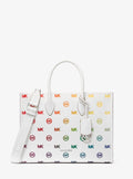 Mirella Medium Rainbow Logo Embossed Tote Bag