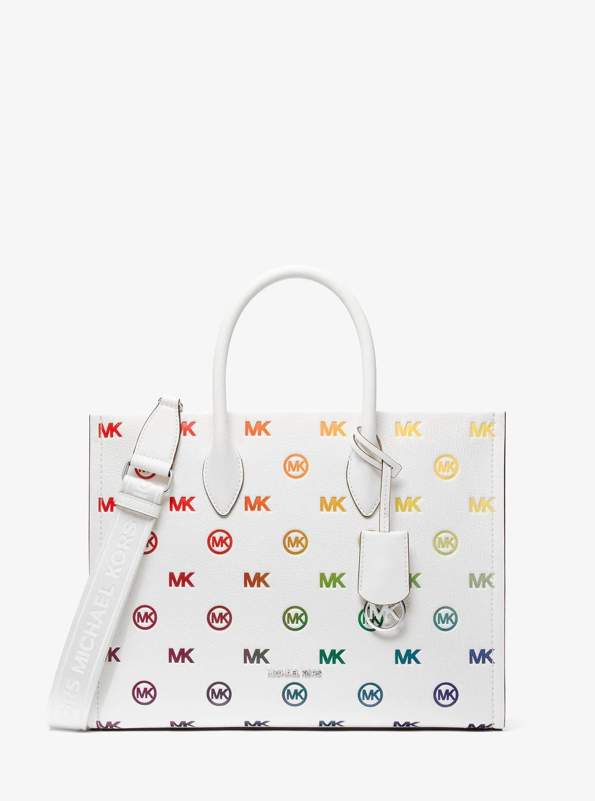 Mirella Medium Rainbow Logo Embossed Tote Bag