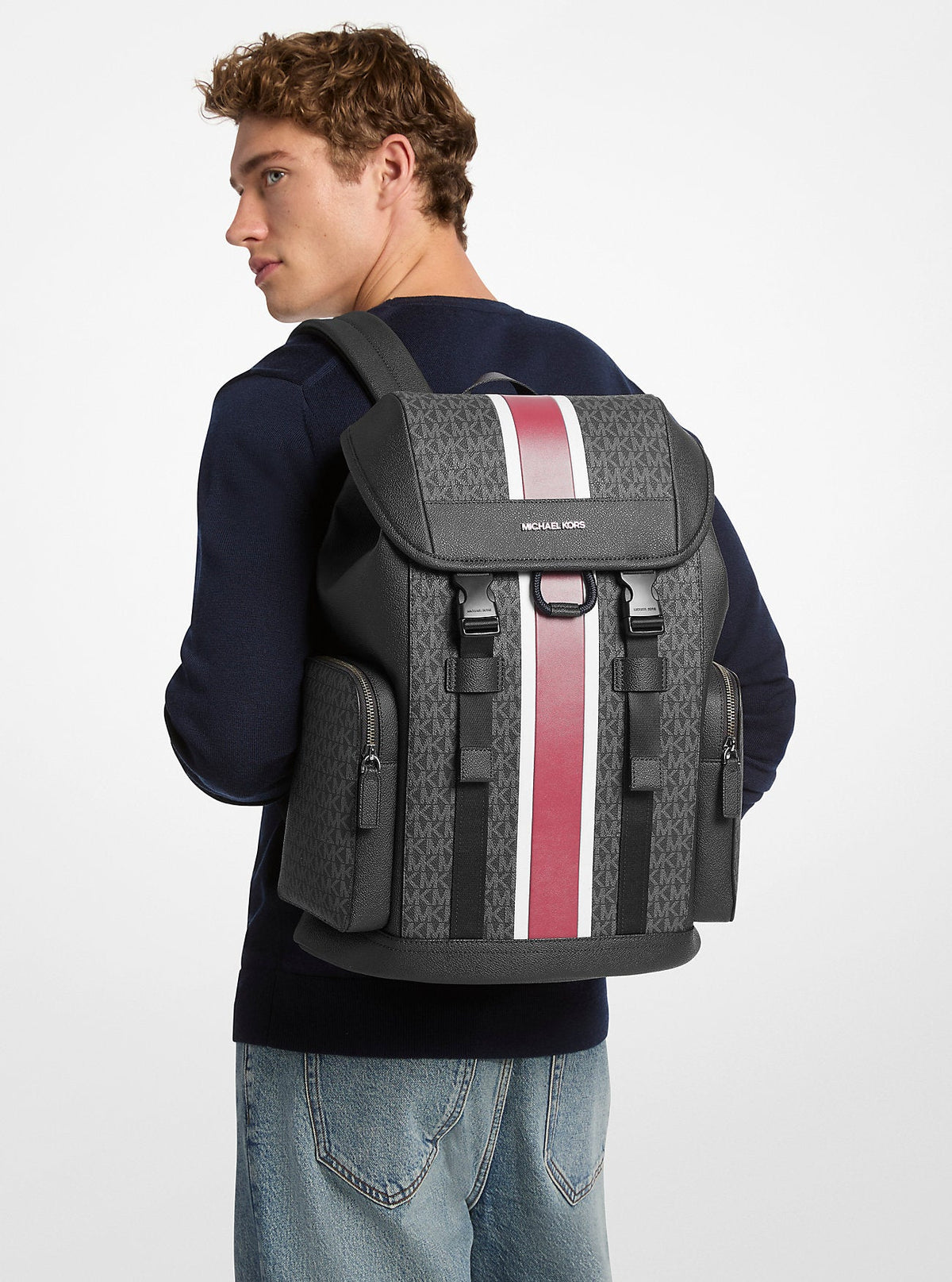 Cooper Medium Striped Signature Logo City Backpack
