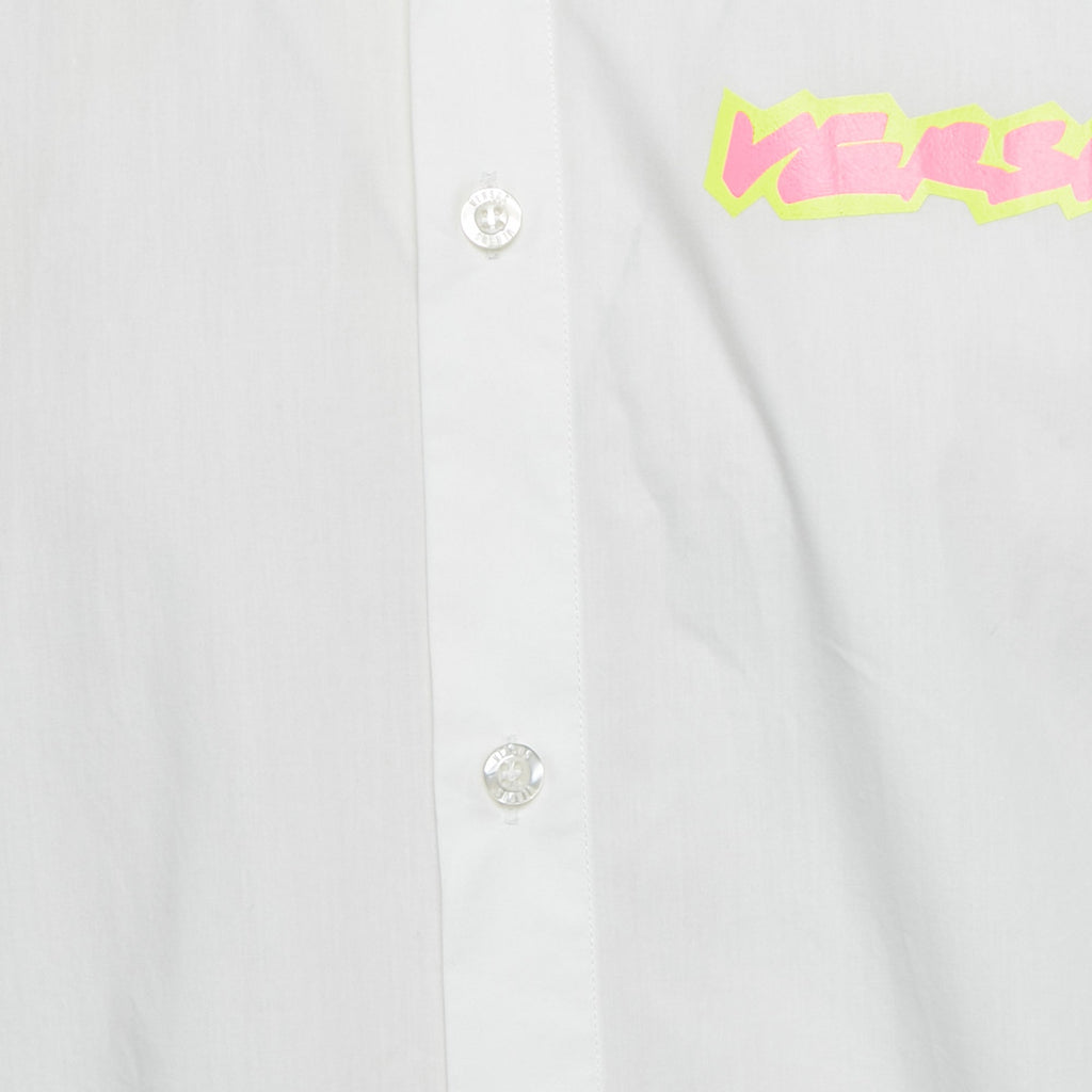 Versus Versace White Cotton Logo Printed Shirt