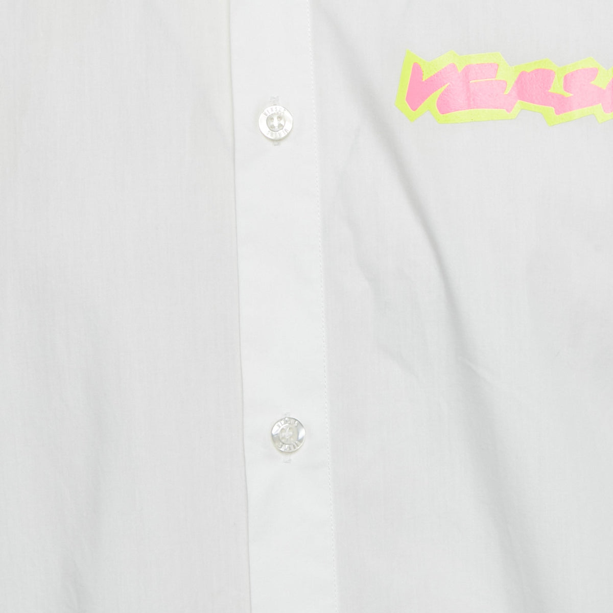 Versus Versace White Cotton Logo Printed Shirt