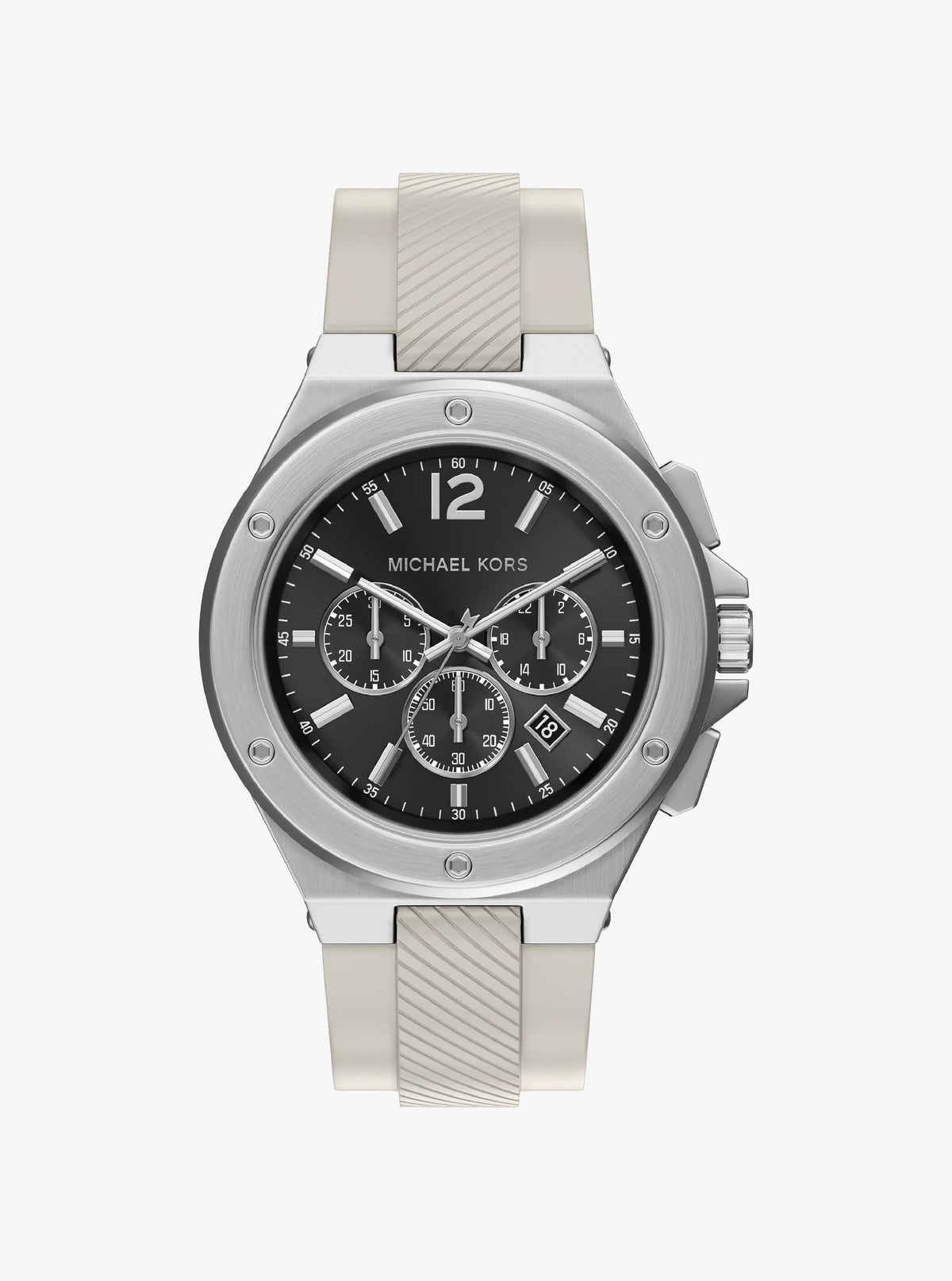 Oversized Lennox Silver-Tone and Silicone Watch