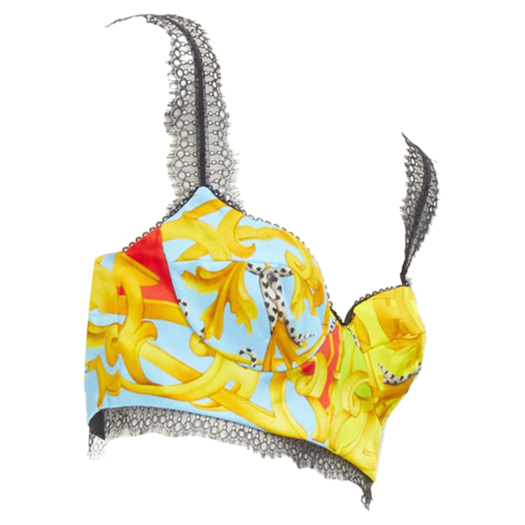 Versace Barocco Acanthus Pop Lace Bustier Top
