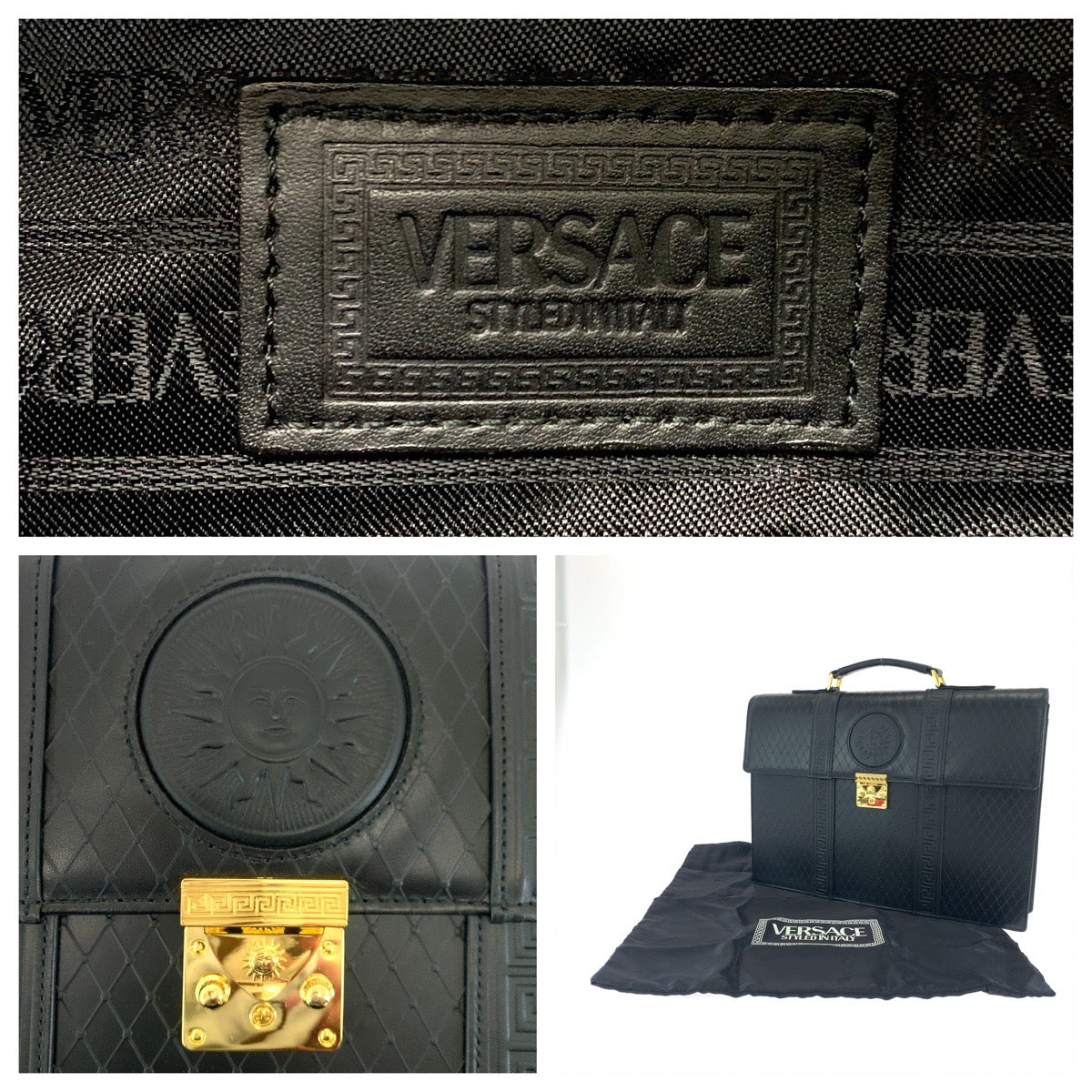 Versace Vintage Leather Sunburst Briefcase