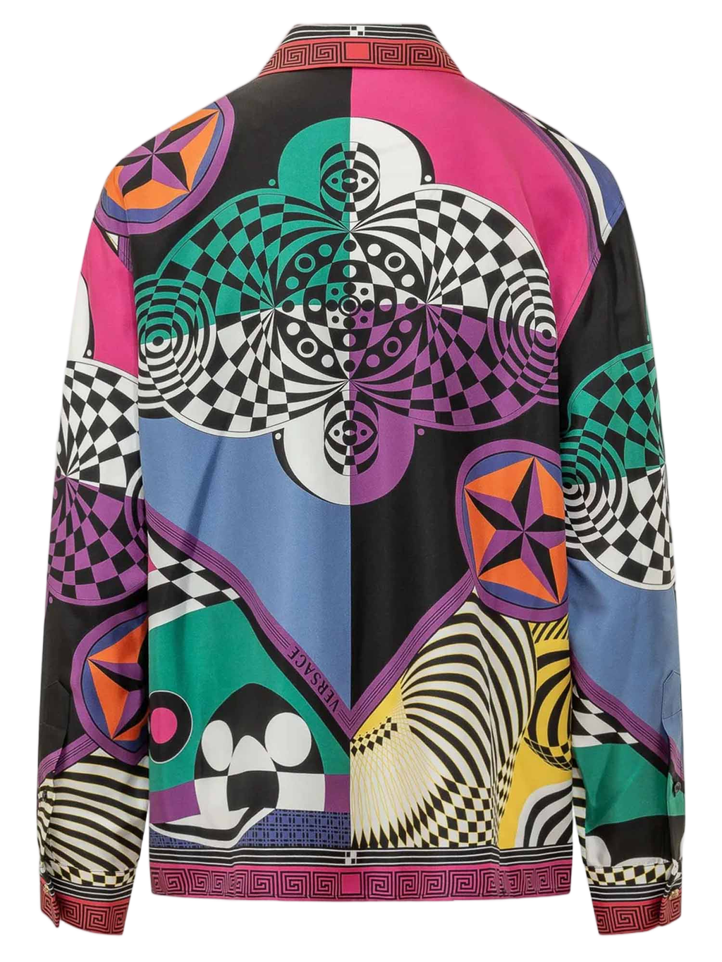 Multi Silk Geometric Print Long-Sleeve Shirt