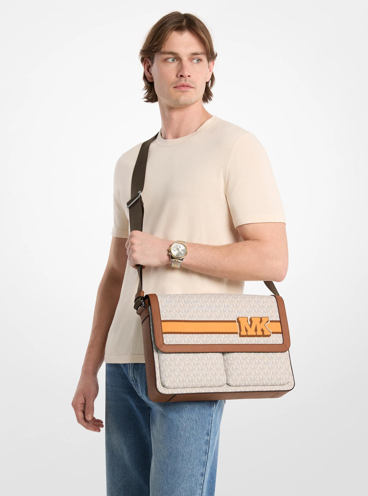 Pacey Embellished Signature Logo Messenger Bag