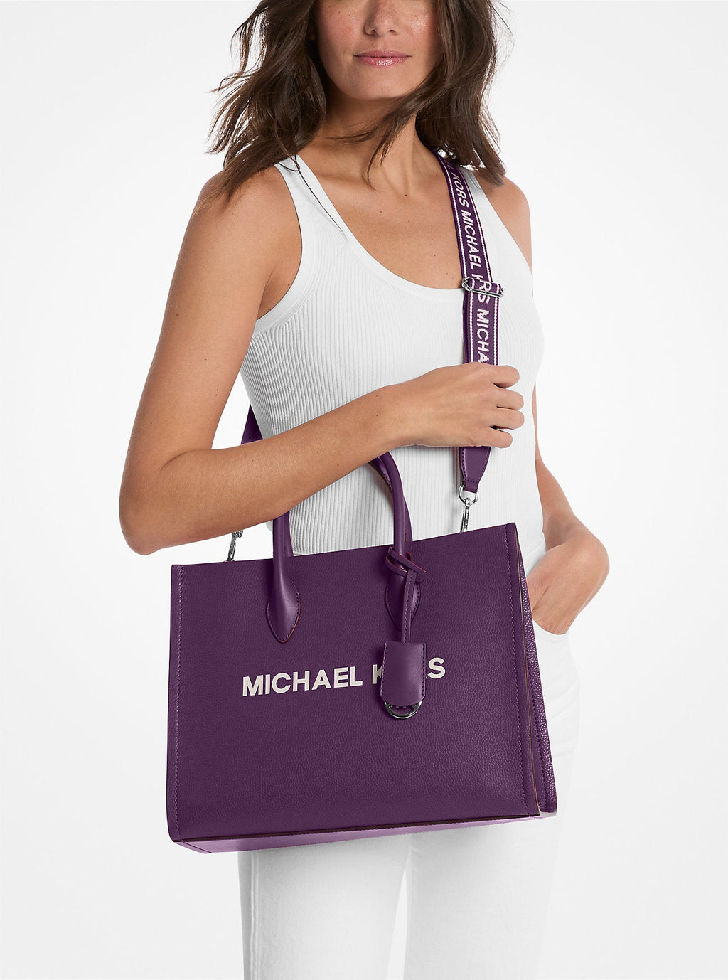 Mirella Medium Pebbled Leather Tote Bag