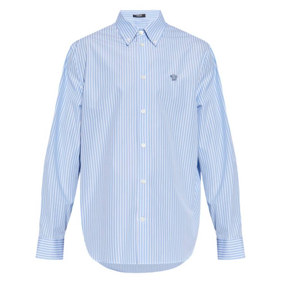 Versace Medusa Striped Long-Sleeve Shirt