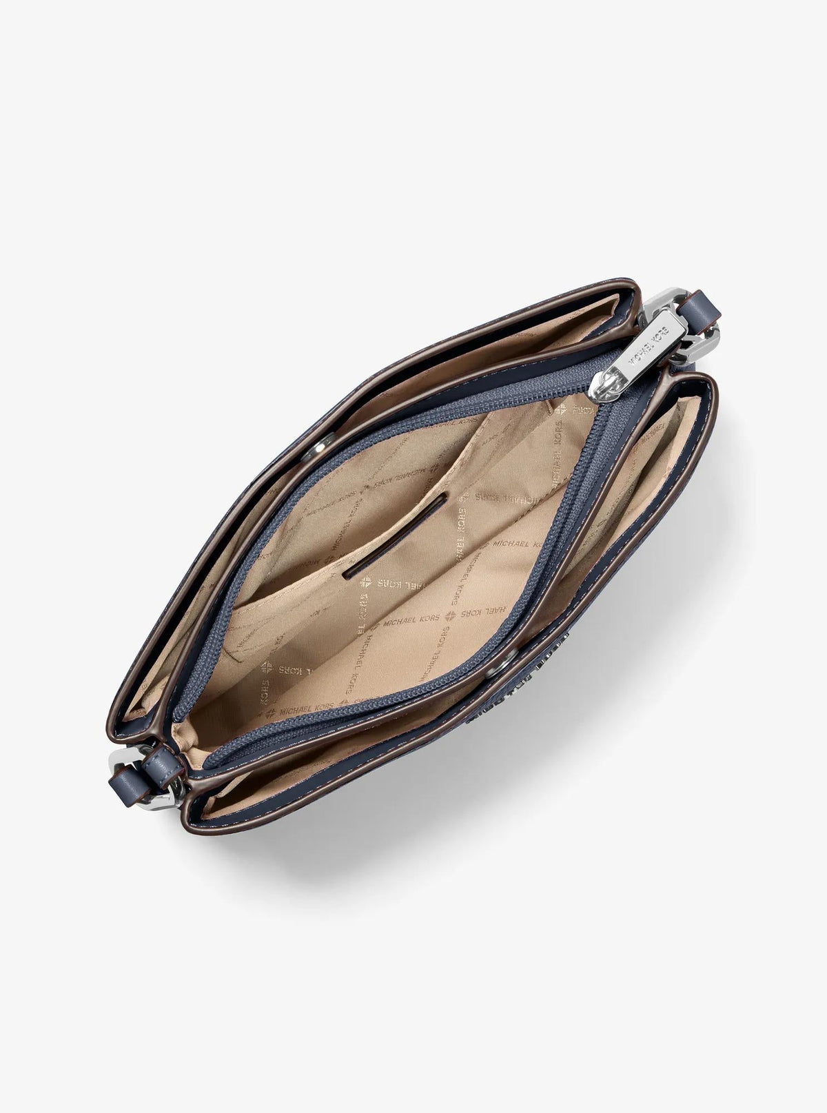 Trisha Pebbled Leather Crossbody Bag With Printed Signature Logo Pouch