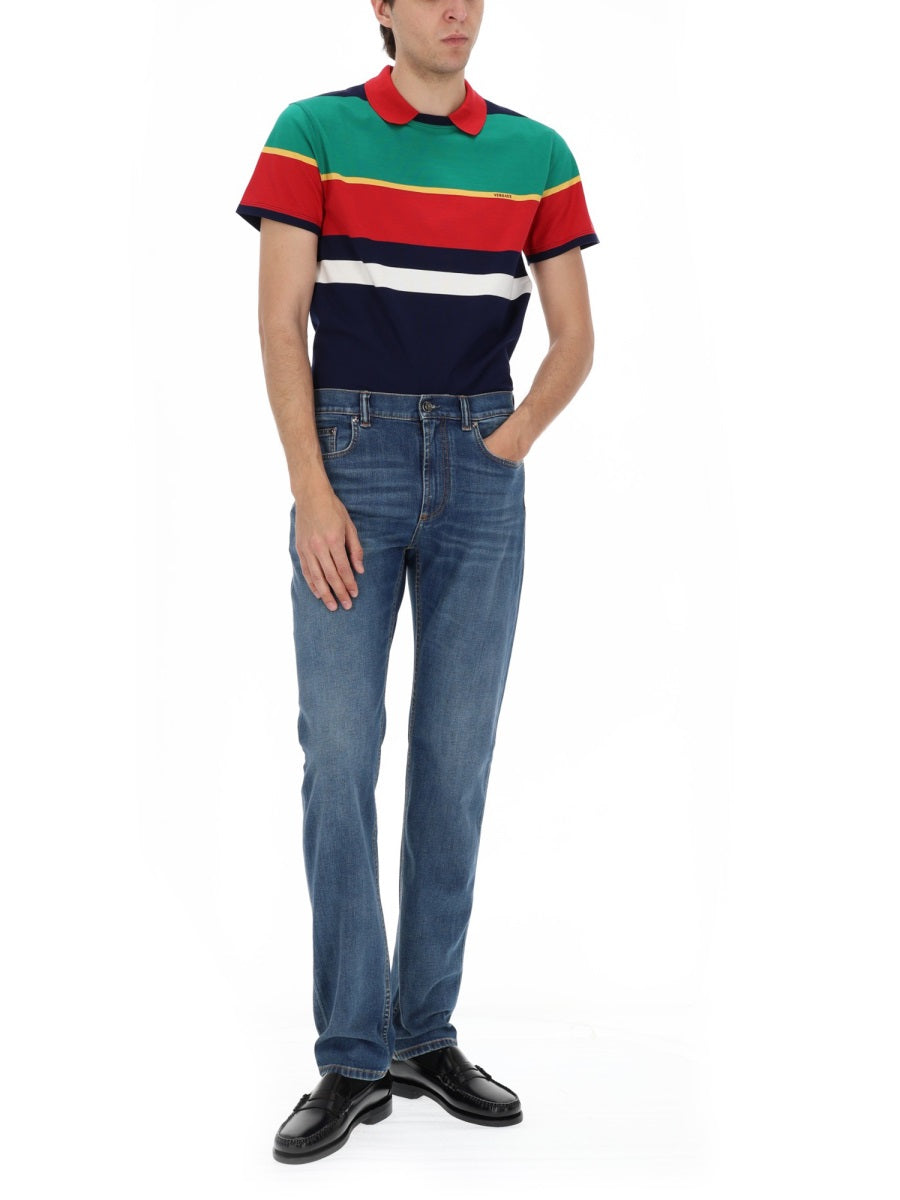 Straight-Leg Fading Denim Jeans