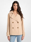Logo Print Woven Cropped Trench Coat