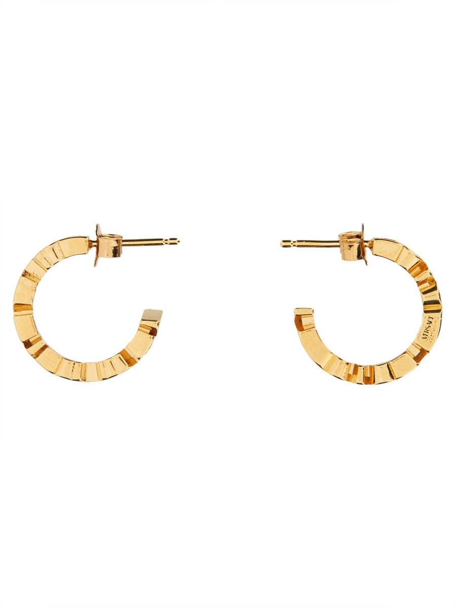 Polished Brass Logo Hoop Earrings