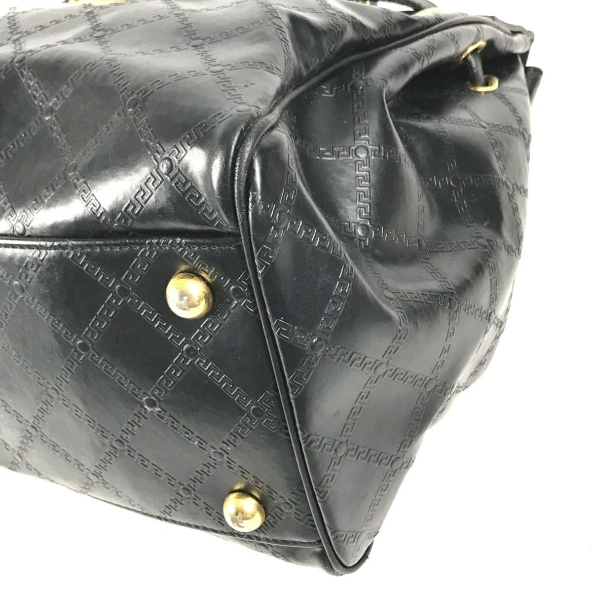 Versace Leather Boston Bag Handbag (Pre-Owned)