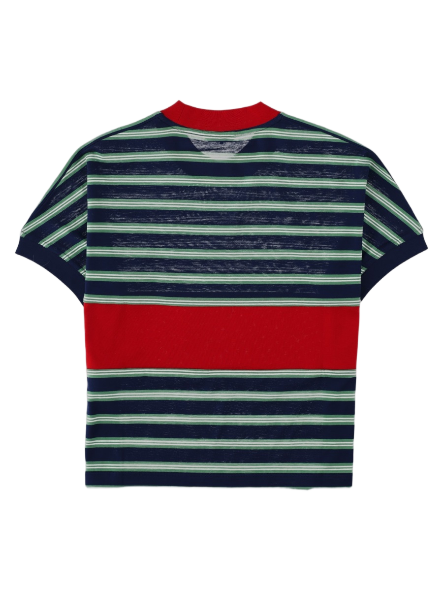 Multicolour Striped Cropped Cotton T-Shirt