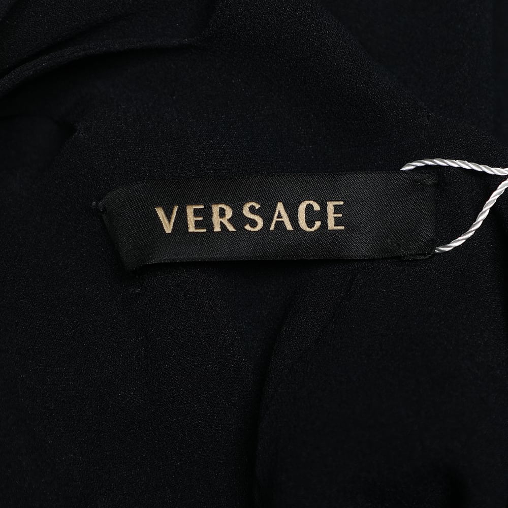 Versace Vintage Black Silk Chiffon Cut Out Detail Top