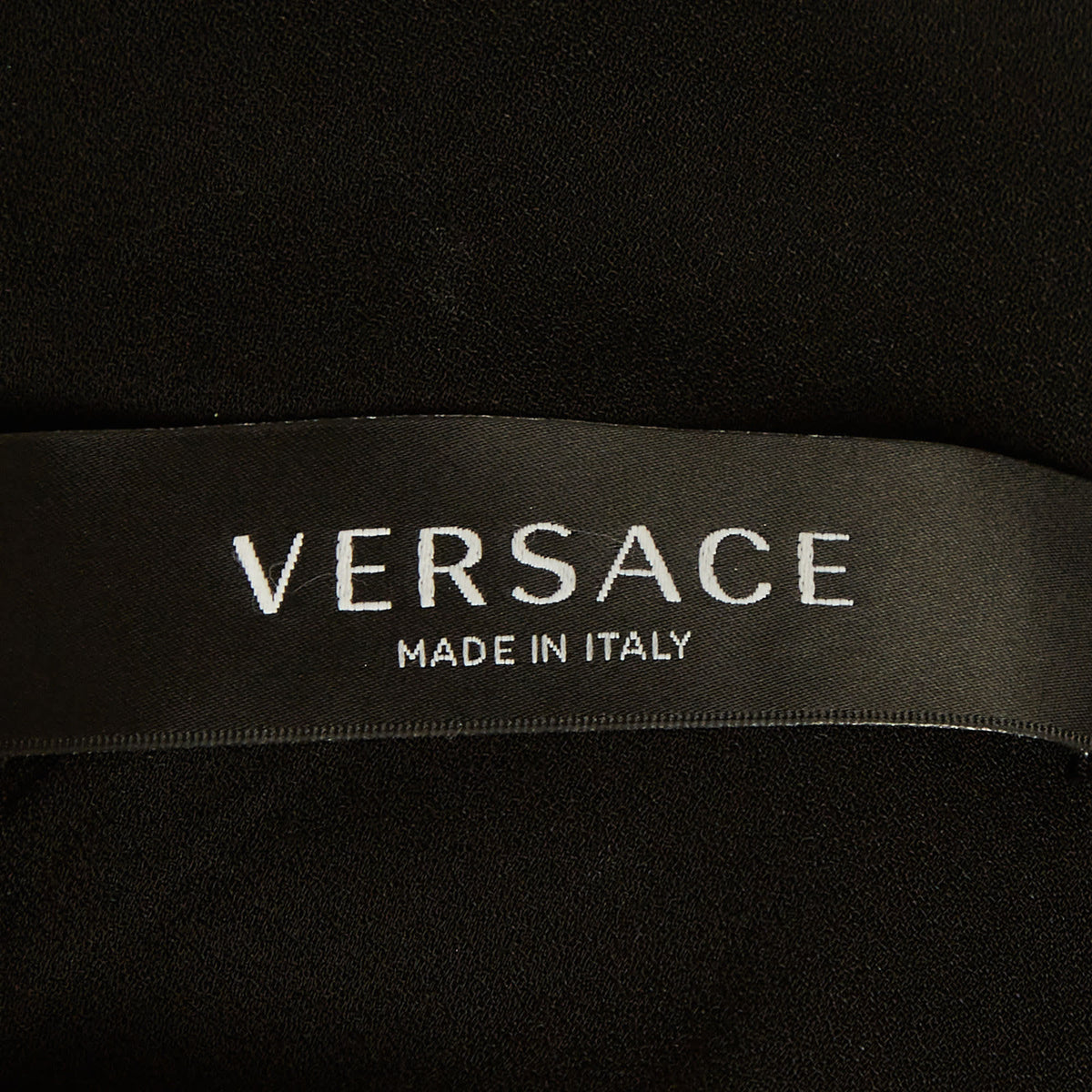 Versace Black Crepe Medusa Detail Ruche Midi Dress