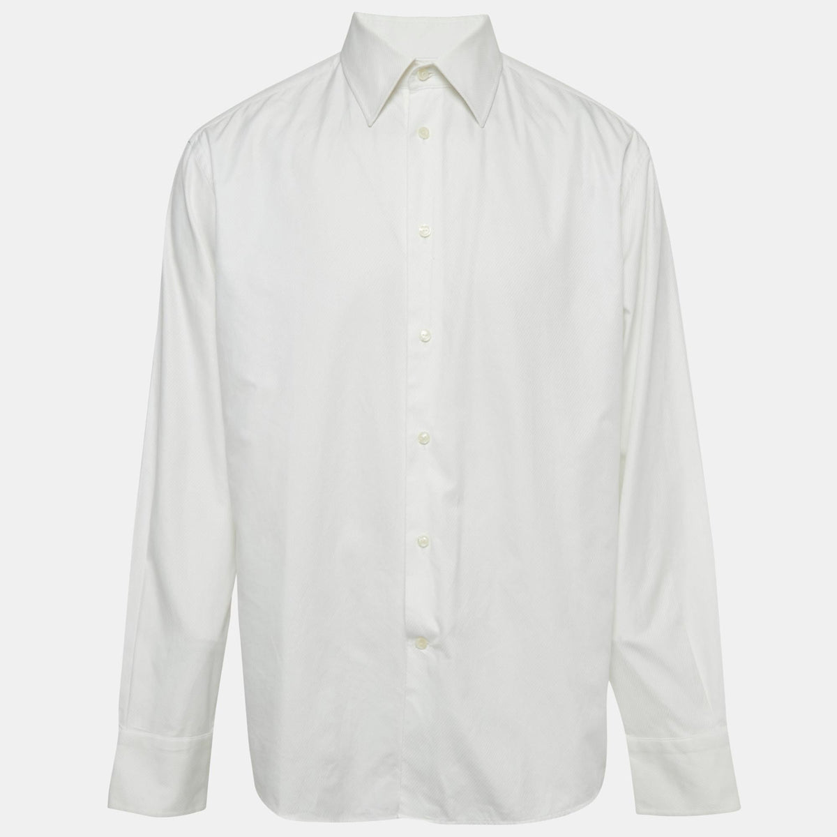 Versace Collection White Textured Cotton Long Sleeve Shirt