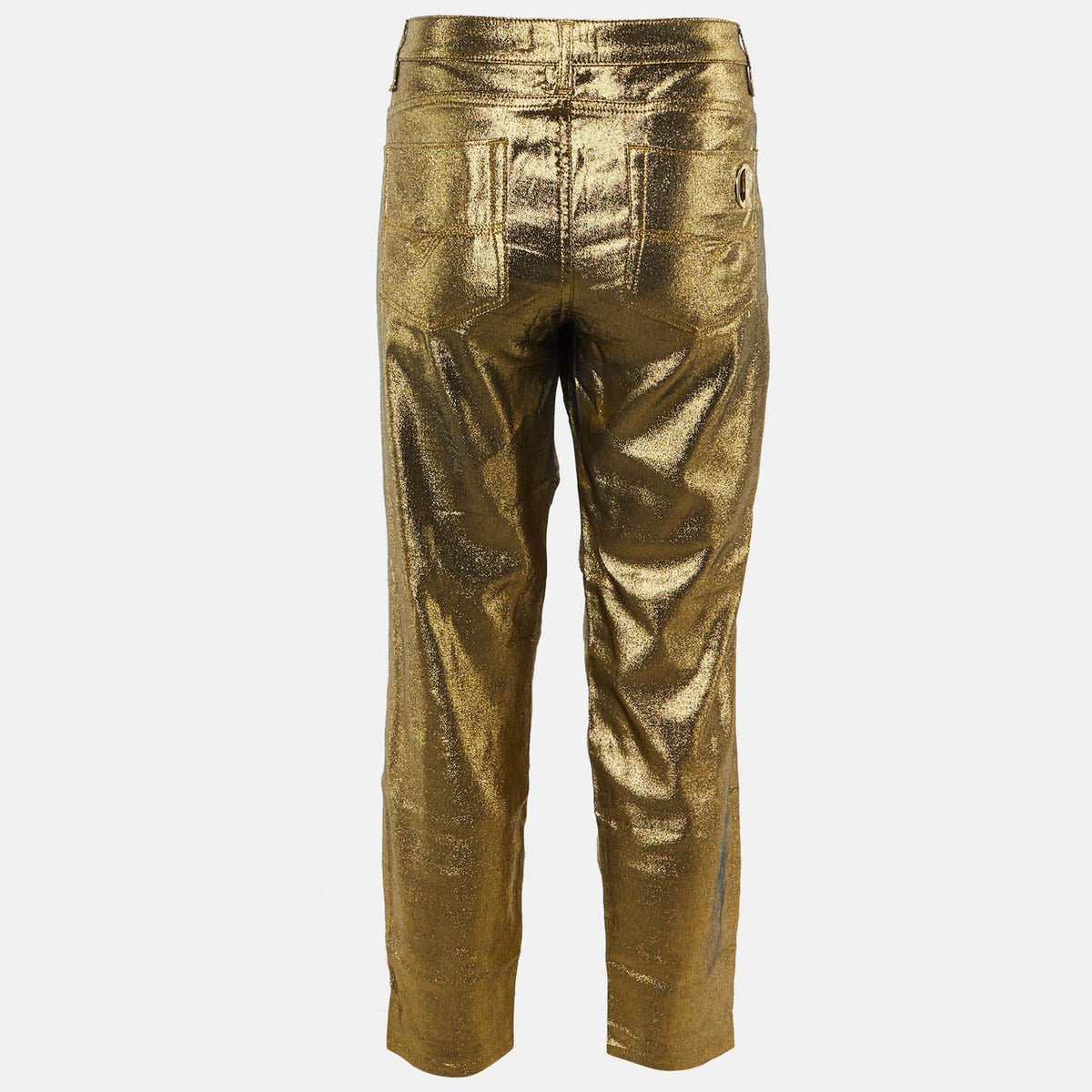 Versace Collection Gold Metallic Slim Fit Jeans