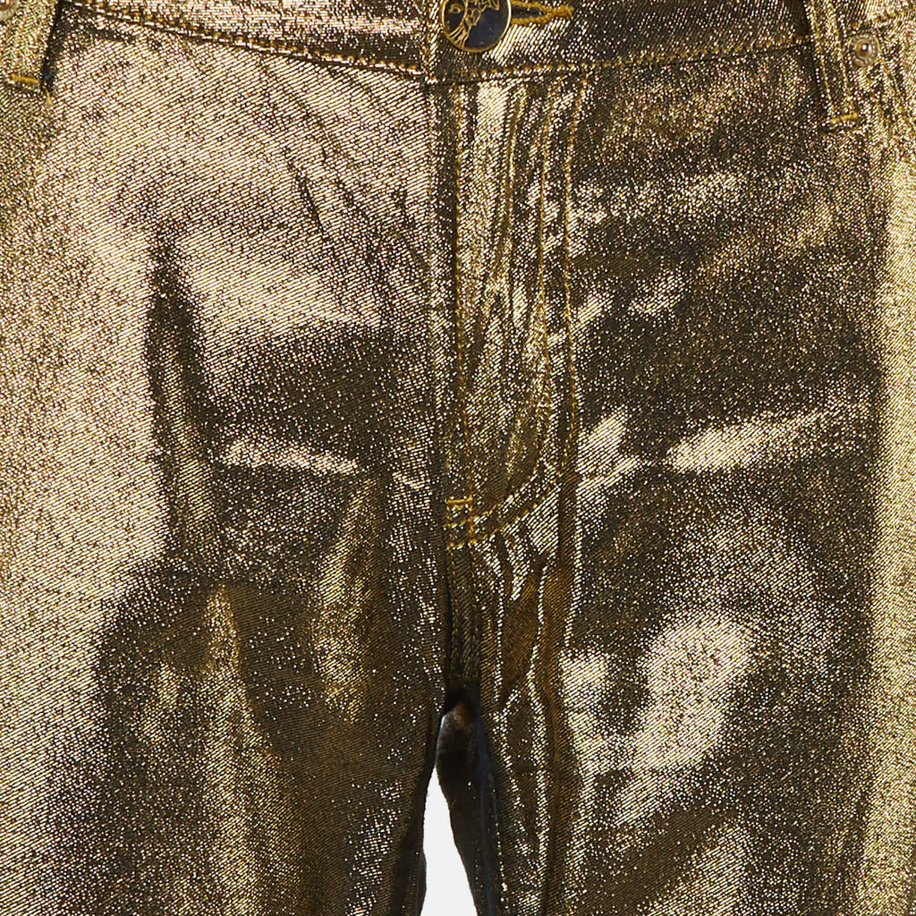 Versace Collection Gold Metallic Slim Fit Jeans