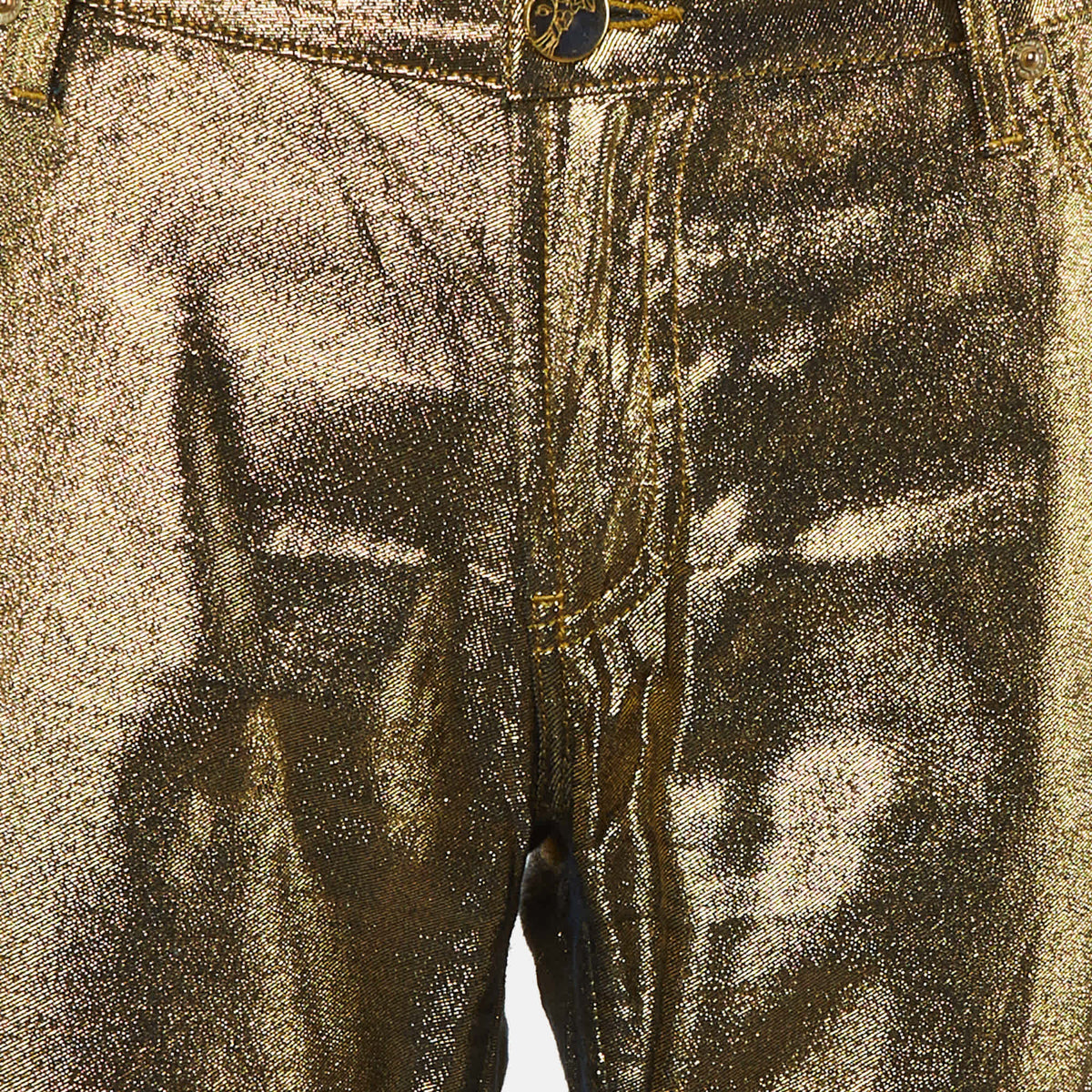 Versace Collection Gold Metallic Slim Fit Jeans